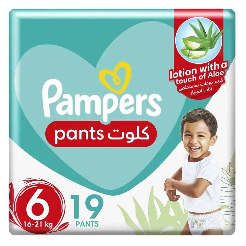 Pampers Baby Diaper Pants With Aloe Vera, Size 6, 16-21Kg, Mega Pack of 19's - Easy Pharmacy LLC