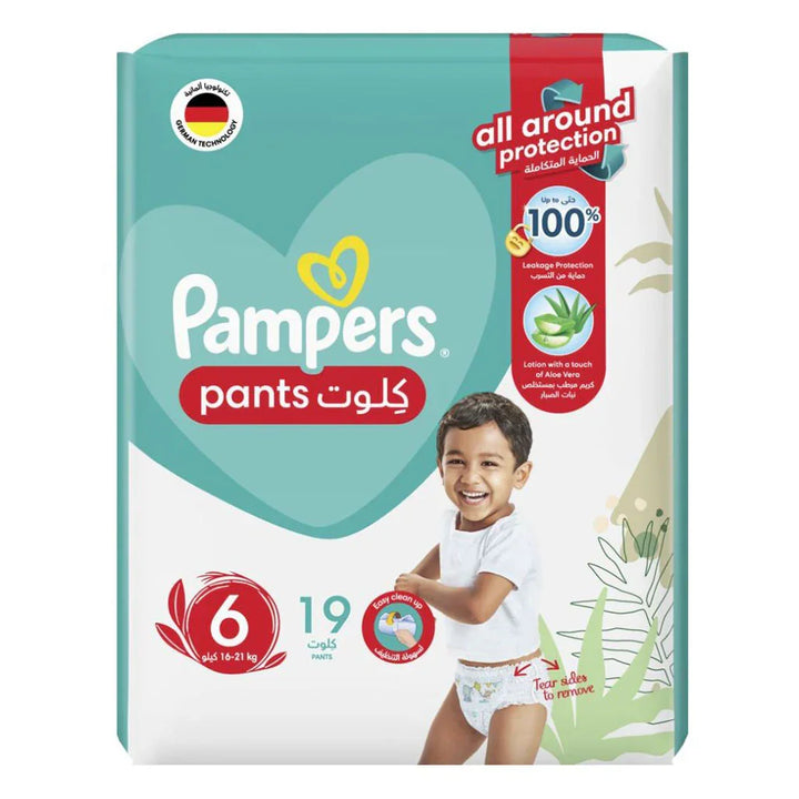 Pampers Baby Diaper Pants With Aloe Vera, Size 6, 16-21Kg, Mega Pack of 19's - Easy Pharmacy LLC