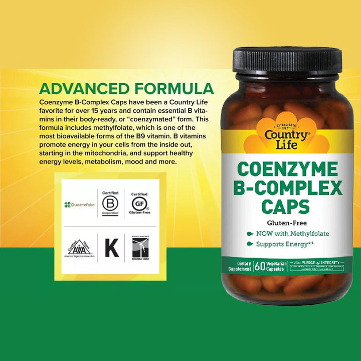 Country Life Coenzyme B-Complex Multivitamin Capsules For Energy, Pack of 60's - Easy Pharmacy LLC