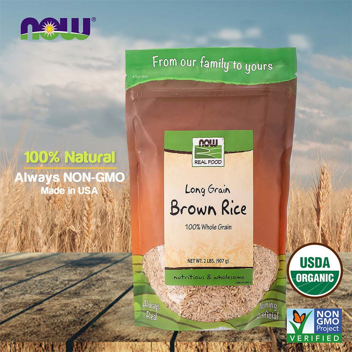Now Long Grain Brown Rice Natural, Nutritious & Wholesome 908g - Easy Pharmacy LLC