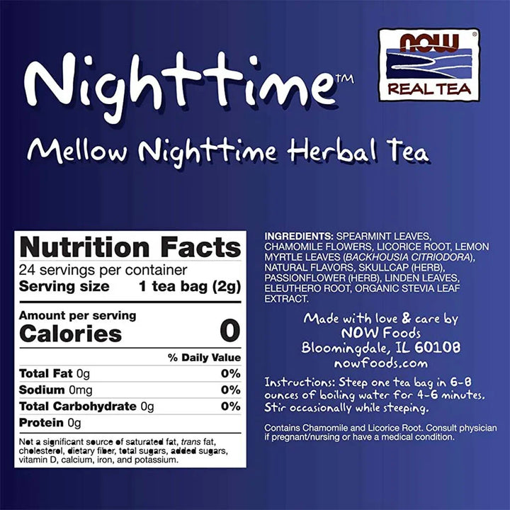 Now Night Time Herbal Tea For Soothing & Relaxing Sleep Support, Pack of 24's - Easy Pharmacy LLC