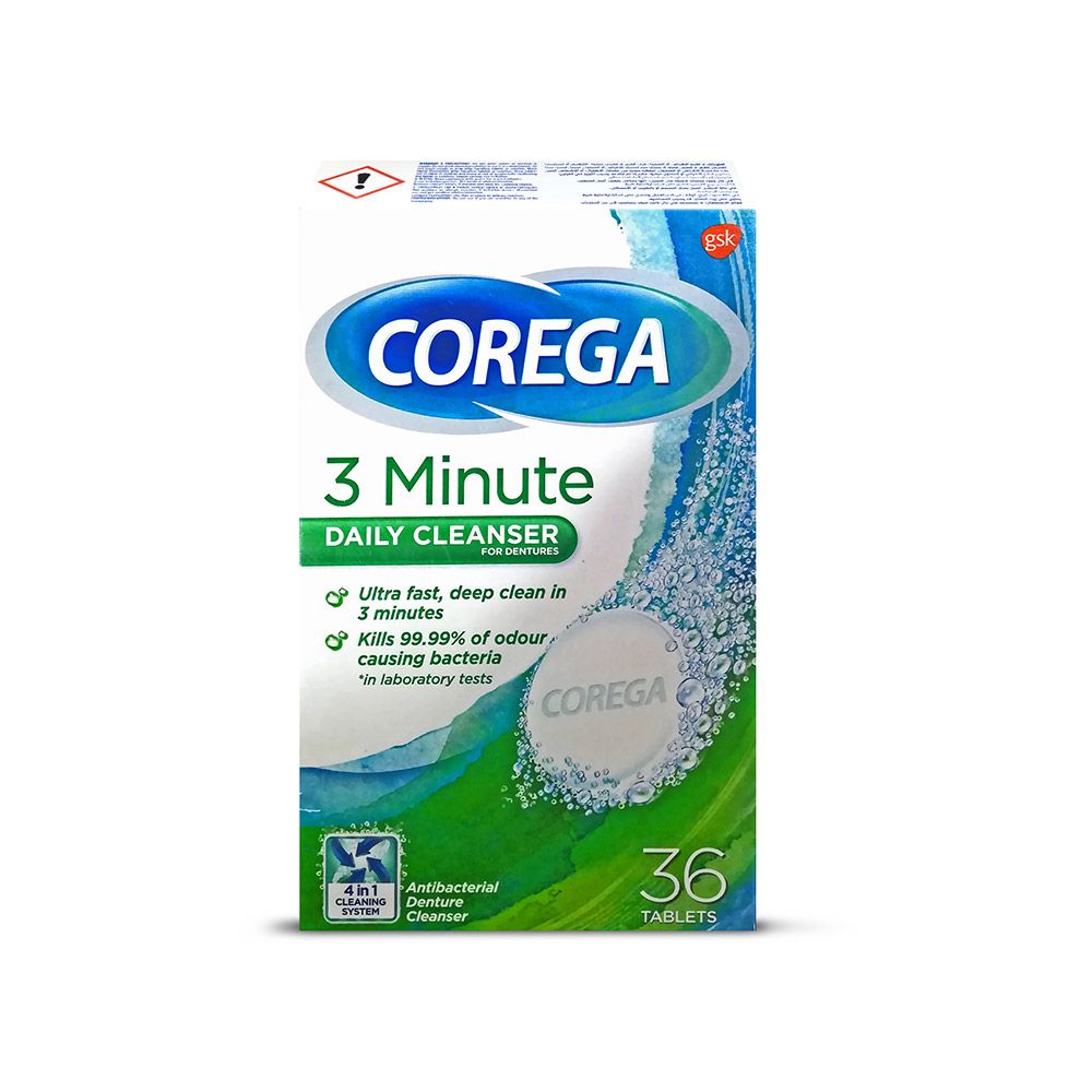 Corega 3 Minutes Cleanser Full Dentures Tablets 36's - Easy Pharmacy LLC