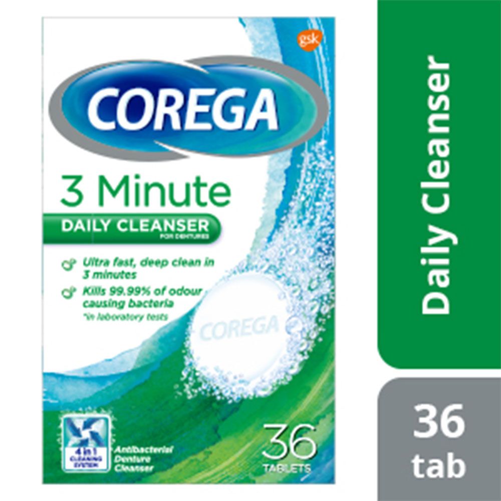 Corega 3 Minutes Cleanser Full Dentures Tablets 36's - Easy Pharmacy LLC