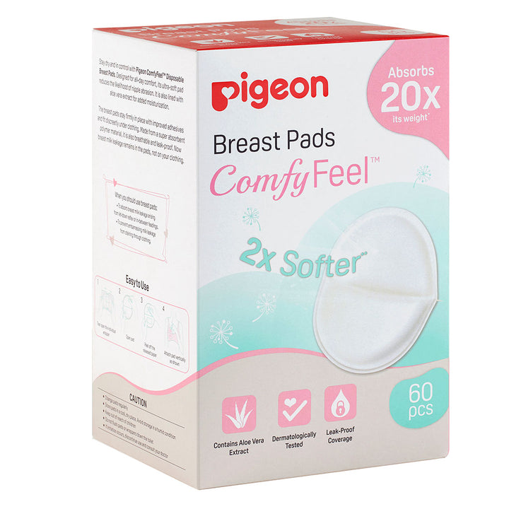 Pigeon Comfy Feel Breast Pads with Aloe Vera Extract, Pack of 60's - Easy Pharmacy LLC