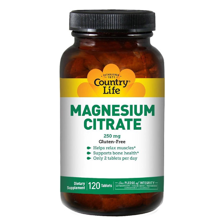 Country Life Gluten-Free Magnesium Citrate 250 mg Tablets For Bone & Muscle Health, Pack of 120's - Easy Pharmacy LLC