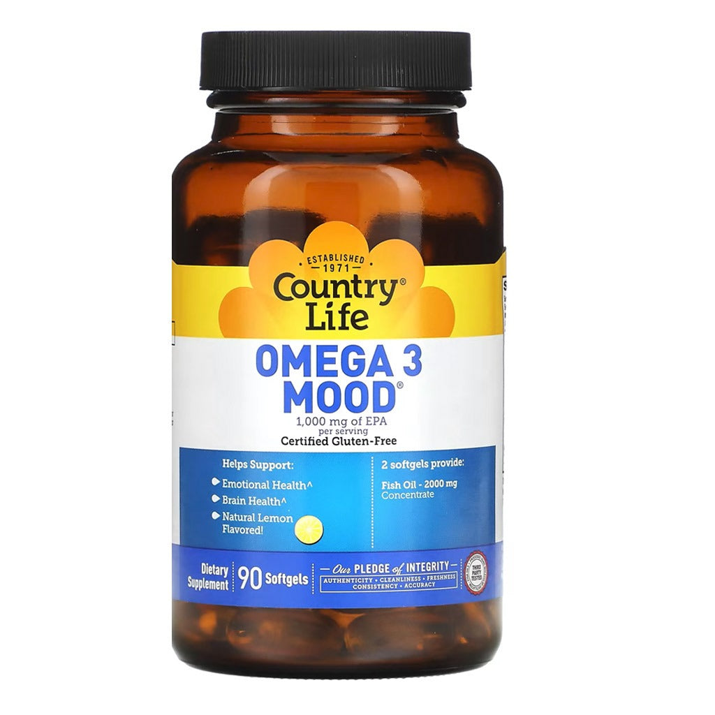 Country Life Omega 3 Mood 2000mg Fish Oil Supplement Softgels, Pack of 90's - Easy Pharmacy LLC