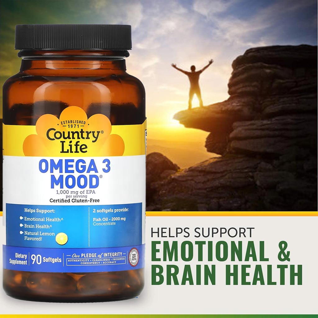 Country Life Omega 3 Mood 2000mg Fish Oil Supplement Softgels, Pack of 90's - Easy Pharmacy LLC