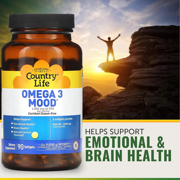 Country Life Omega 3 Mood 2000mg Fish Oil Supplement Softgels, Pack of 90's - Easy Pharmacy LLC