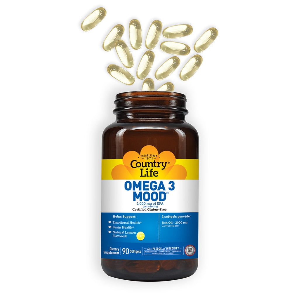 Country Life Omega 3 Mood 2000mg Fish Oil Supplement Softgels, Pack of 90's - Easy Pharmacy LLC