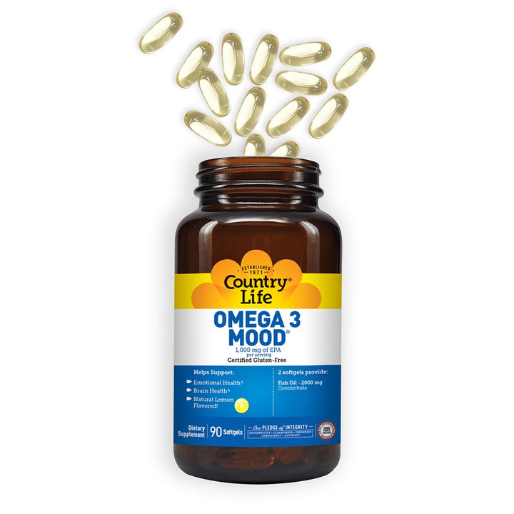 Country Life Omega 3 Mood 2000mg Fish Oil Supplement Softgels, Pack of 90's - Easy Pharmacy LLC
