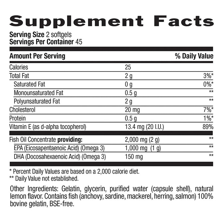 Country Life Omega 3 Mood 2000mg Fish Oil Supplement Softgels, Pack of 90's - Easy Pharmacy LLC
