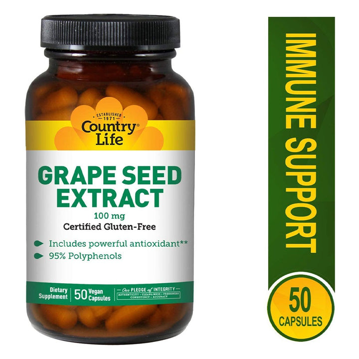 Country Life Grape Seed Extract 100mg Antioxidant Capsules, Pack of 50's - Easy Pharmacy LLC