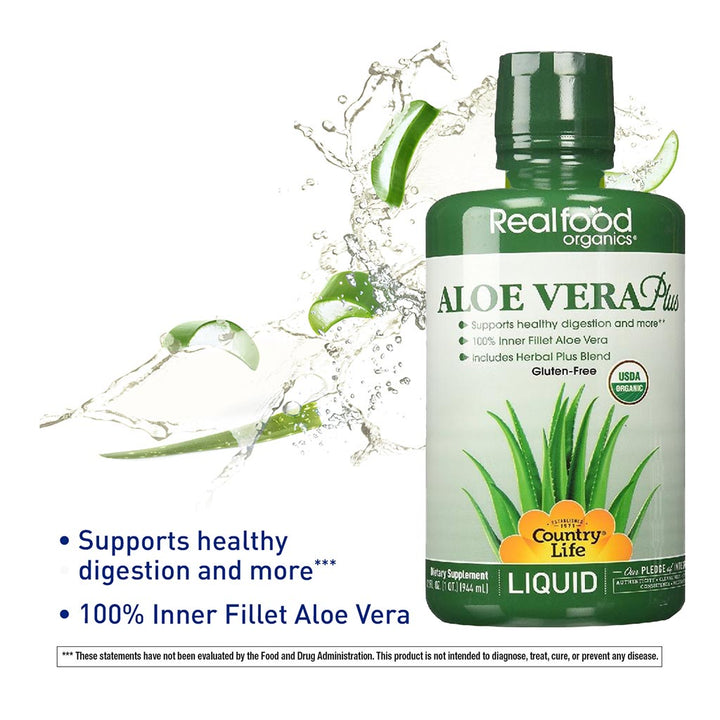 Country Life Realfood Organics Aloe Vera Plus Inner Fillet Liquid For Digestive Support 944ml - Easy Pharmacy LLC