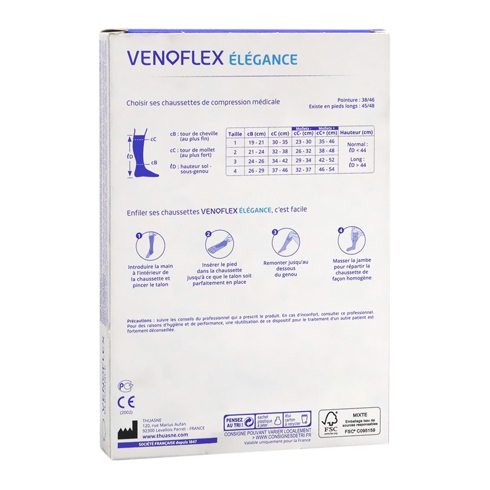 Thuasne Venoflex Elegance Compression Socks Men Size 2 Long Black - Easy Pharmacy LLC