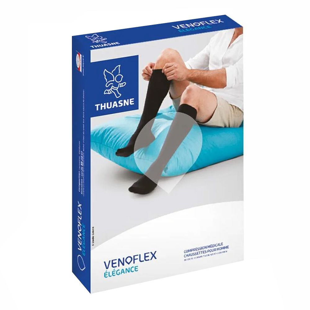 Thuasne Venoflex Elegance Thigh Compression Stocking Men S4 Normal Black 512802204 - Easy Pharmacy LLC