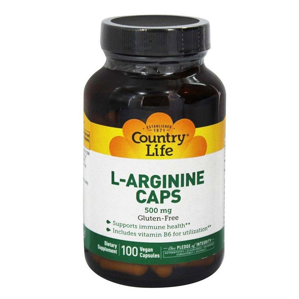 Country Life L- Arginine 500mg Vegan Capsules For Immune Support, Pack of 100's - Easy Pharmacy LLC