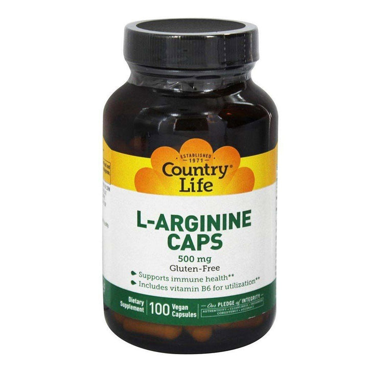Country Life L- Arginine 500mg Vegan Capsules For Immune Support, Pack of 100's - Easy Pharmacy LLC