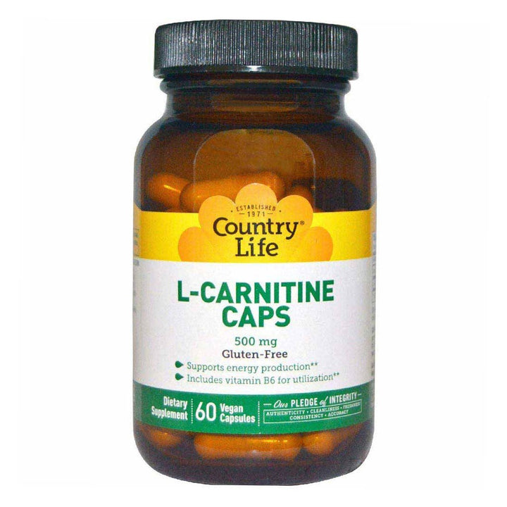 Country Life L-Carnitine 500 mg Vegan Capsule Supplement For Energy Support, Pack of 60's - Easy Pharmacy LLC