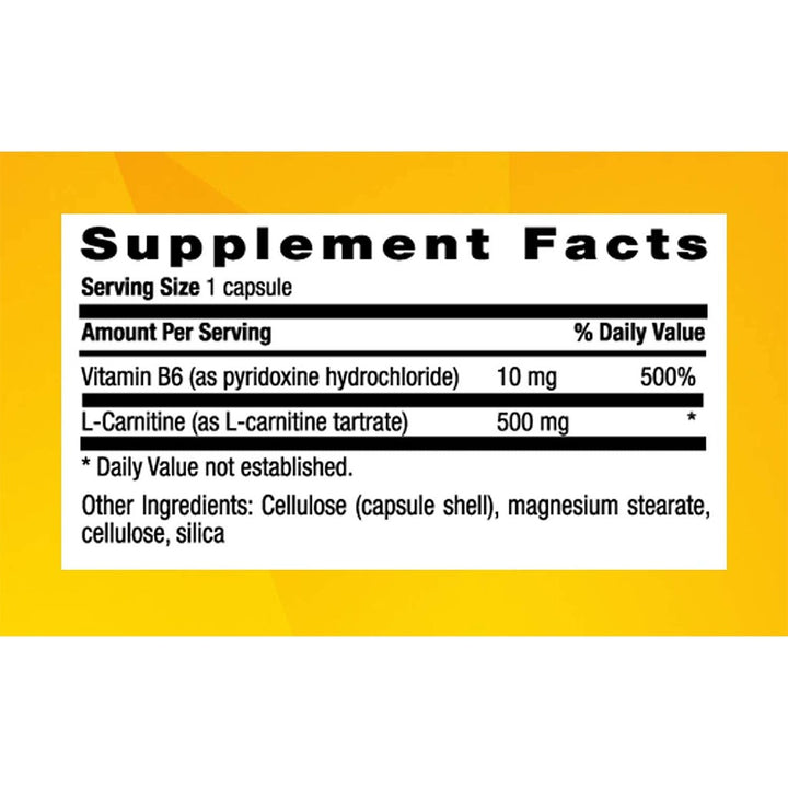Country Life L-Carnitine 500 mg Vegan Capsule Supplement For Energy Support, Pack of 60's - Easy Pharmacy LLC