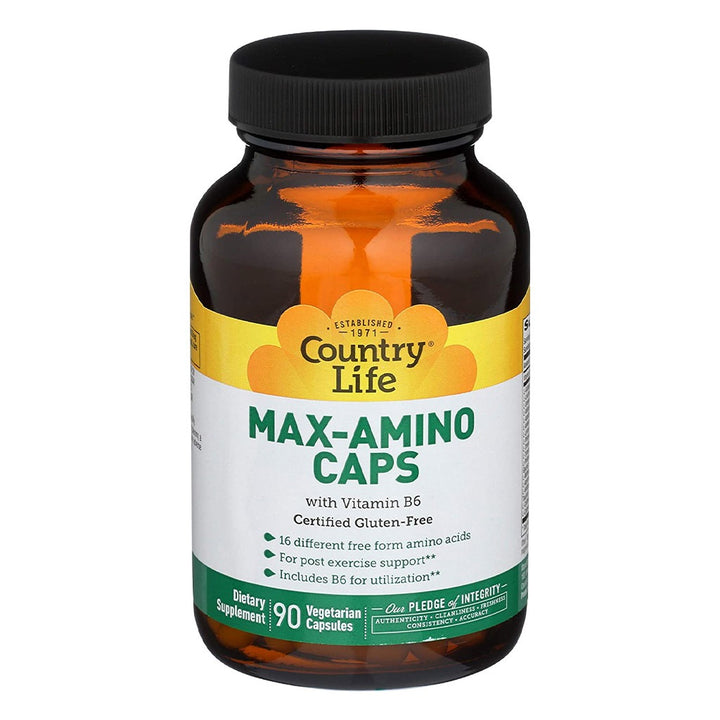 Country Life Max-Amino With Vitamin B6 Vegetarian Capsules For Muscle Recovery, Pack of 90's - Easy Pharmacy LLC