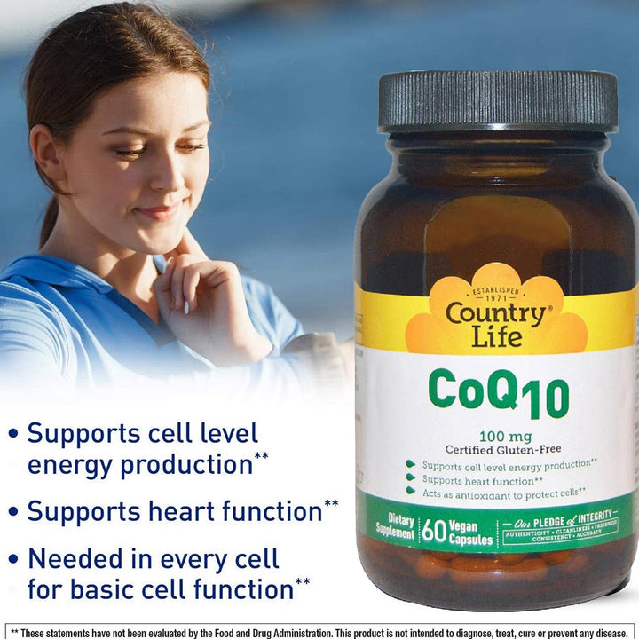 Country Life Antioxidant CoQ10 100 mg Vegan Capsules For Heart Health, Pack of 60's - Easy Pharmacy LLC