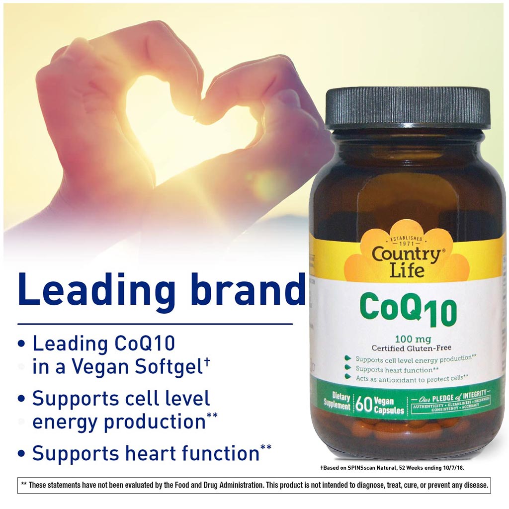 Country Life Antioxidant CoQ10 100 mg Vegan Capsules For Heart Health, Pack of 60's - Easy Pharmacy LLC