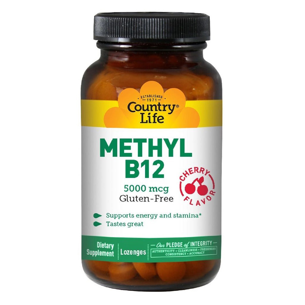 Country Life Methyl B12 5000 mcg Cherry Flavor Lozenges For Energy Support, Pack of 60's - Easy Pharmacy LLC