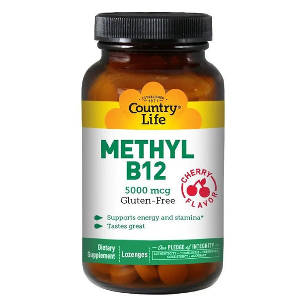 Country Life Methyl B12 5000 mcg Cherry Flavor Lozenges – 60 Count