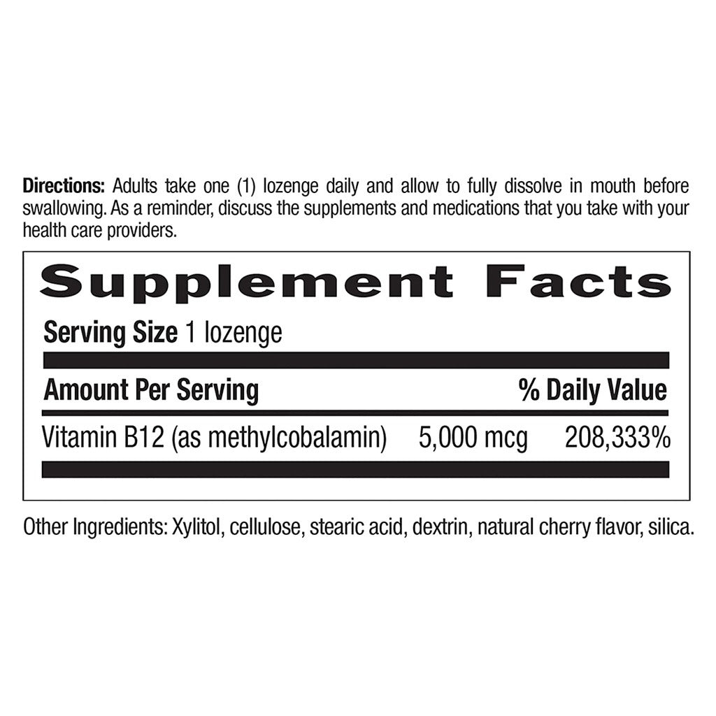 Country Life Methyl B12 5000 mcg Cherry Flavor Lozenges For Energy Support, Pack of 60's - Easy Pharmacy LLC