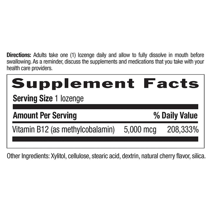 Country Life Methyl B12 5000 mcg Cherry Flavor Lozenges For Energy Support, Pack of 60's - Easy Pharmacy LLC