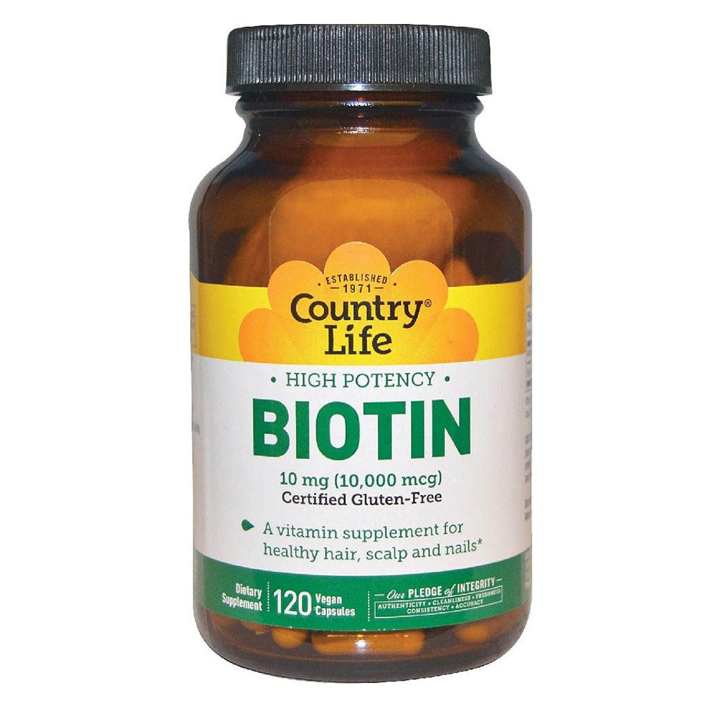Country Life Biotin 10 mg Gluten-Free Vegan Capsules For Hair, Scalp & Nails, Pack of 120's - Easy Pharmacy LLC