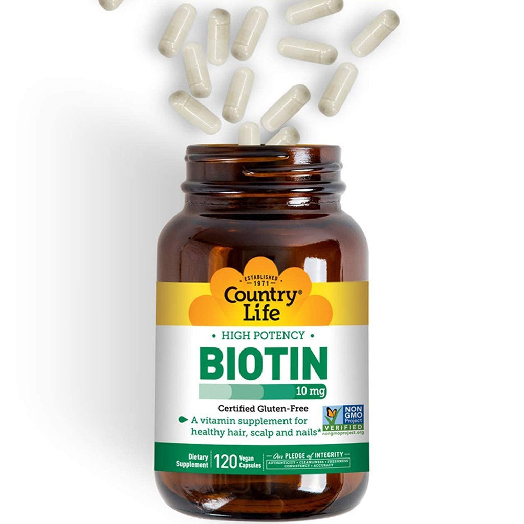 Country Life Biotin 10 mg Gluten-Free Vegan Capsules For Hair, Scalp & Nails, Pack of 120's - Easy Pharmacy LLC