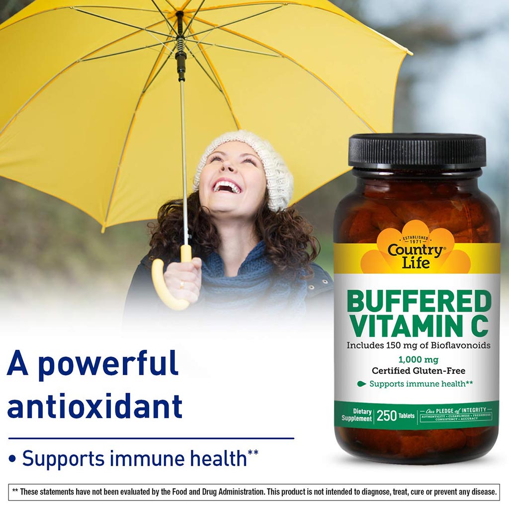 Country Life Buffered Vitamin C 1000 mg Tablets For Immunity, Pack of 250's - Easy Pharmacy LLC
