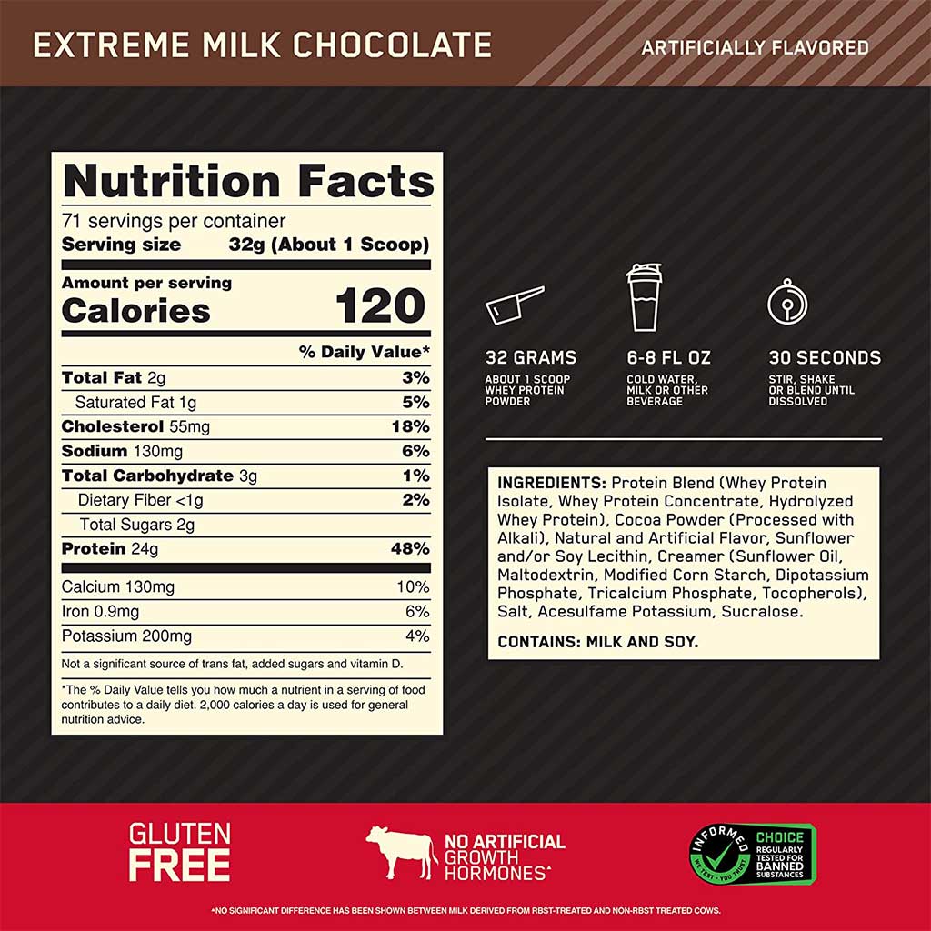 Optimum Nutrition Gold Standard 100% Whey Extreme Milk Chocolate Protein Powder 5lb - Easy Pharmacy LLC