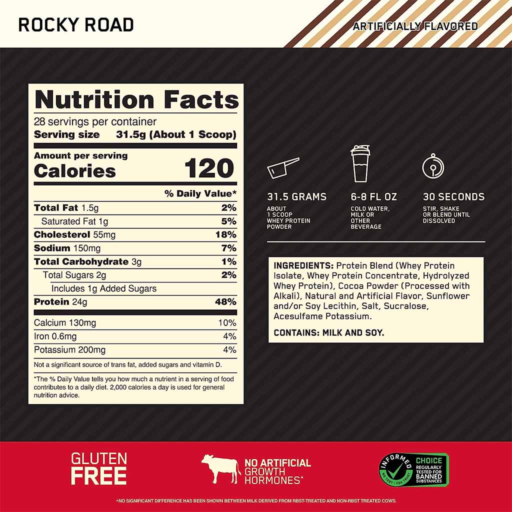 Optimum Nutrition Gold Standard 100% Whey Rocky Road 5lb - Easy Pharmacy LLC