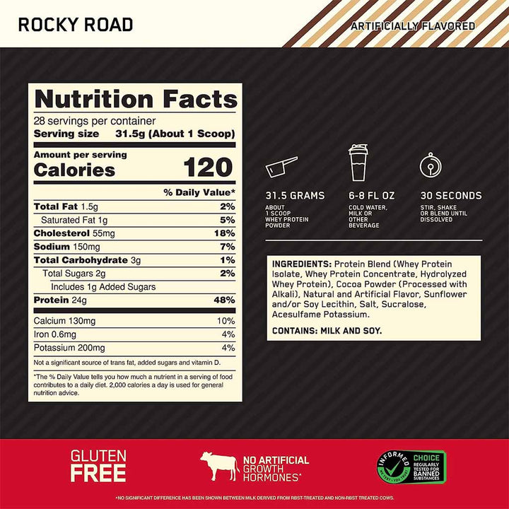 Optimum Nutrition Gold Standard 100% Whey Rocky Road 5lb - Easy Pharmacy LLC
