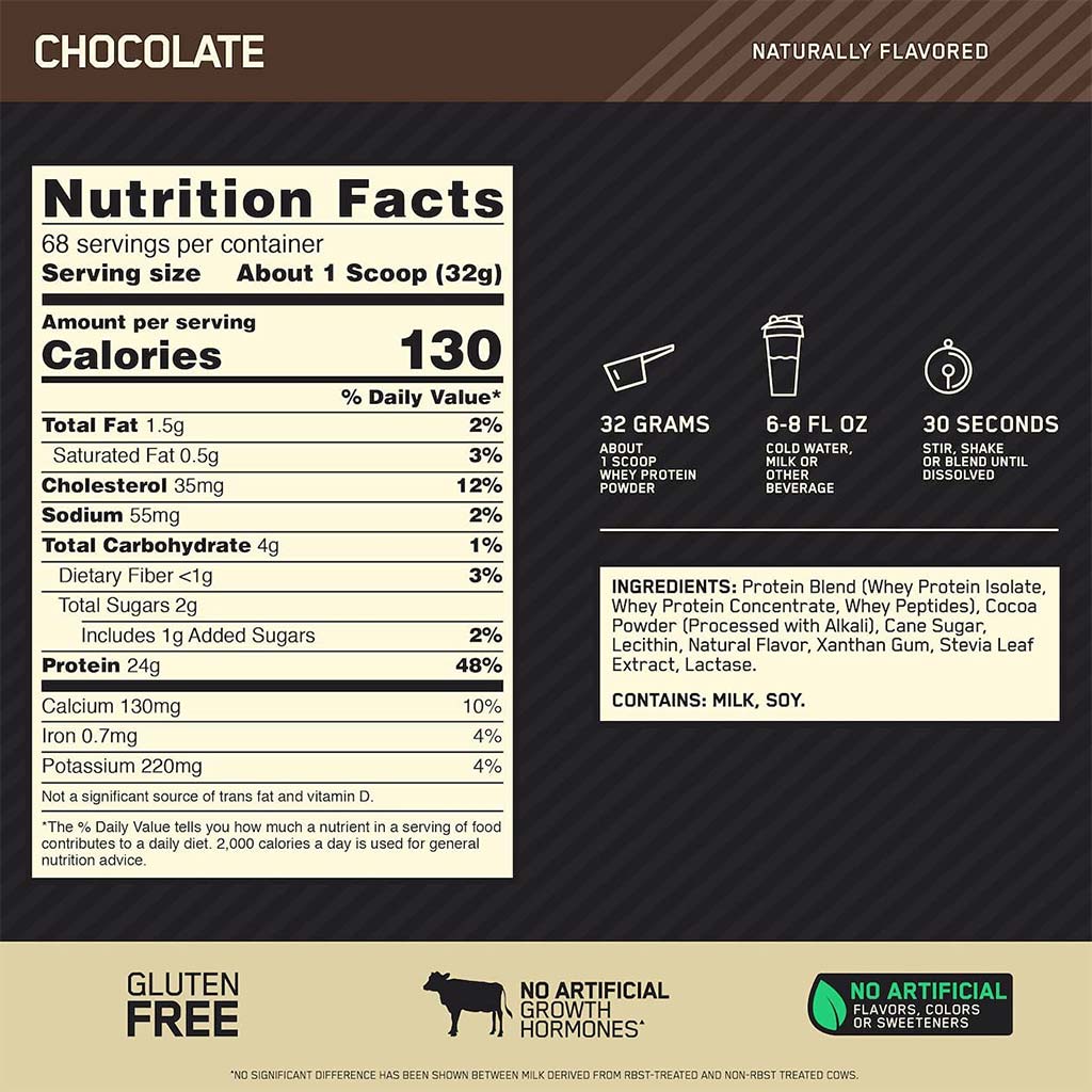 Optimum Nutrition Gold Standard 100% Whey Protein Powder Chocolate 5lb - Easy Pharmacy LLC