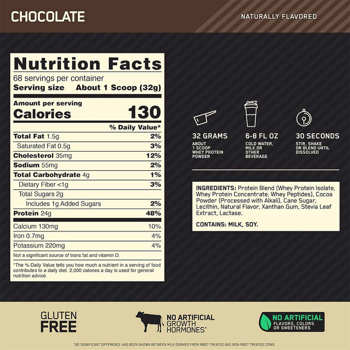Optimum Nutrition Gold Standard 100% Whey Protein Powder Chocolate 5lb - Easy Pharmacy LLC