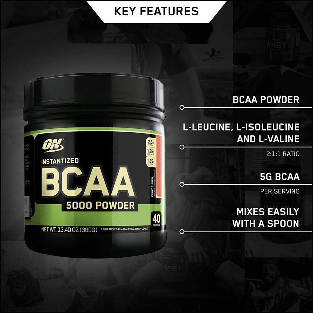 Optimum Nutrition Instantized BCAA 5000 Powder Fruit Punch 40 Servings - Easy Pharmacy LLC
