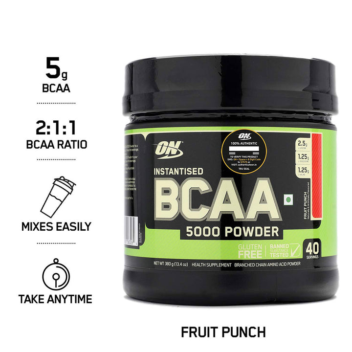 Optimum Nutrition Instantized BCAA 5000 Powder Fruit Punch 40 Servings - Easy Pharmacy LLC