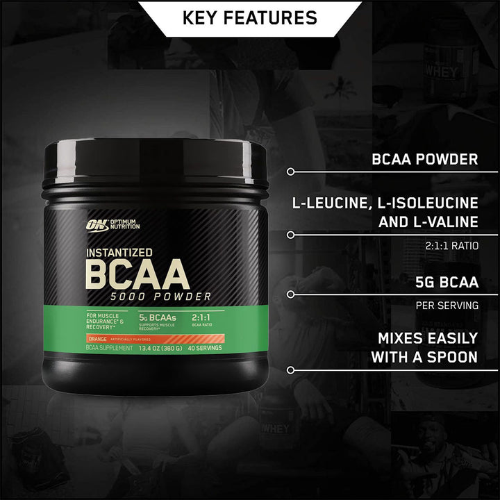 Optimum Nutrition Instantized BCAA 5000 Powder Orange 40 Servings - Easy Pharmacy LLC