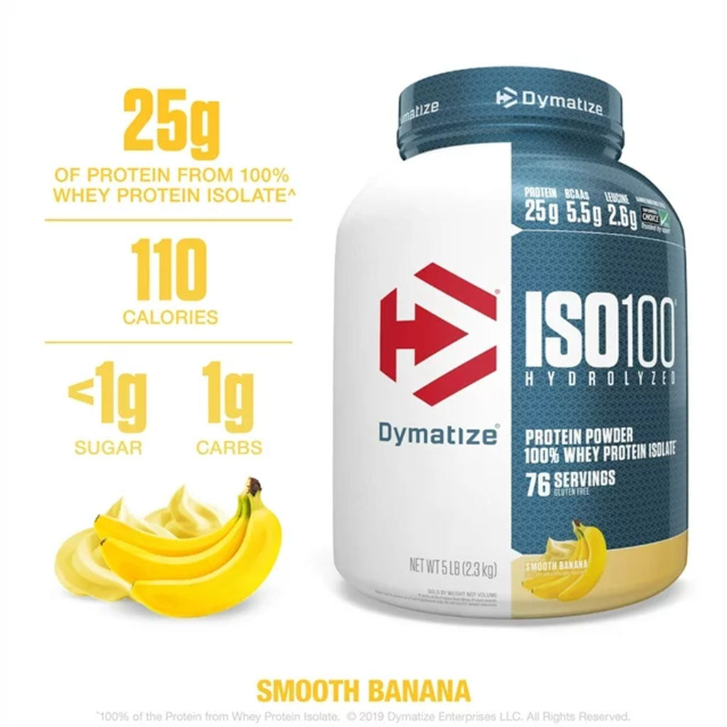 Dymatize ISO 100 Fast Absorbing Protein Powder, 100% Whey Protein Isolate, Banana, 2.3kg - Easy Pharmacy LLC