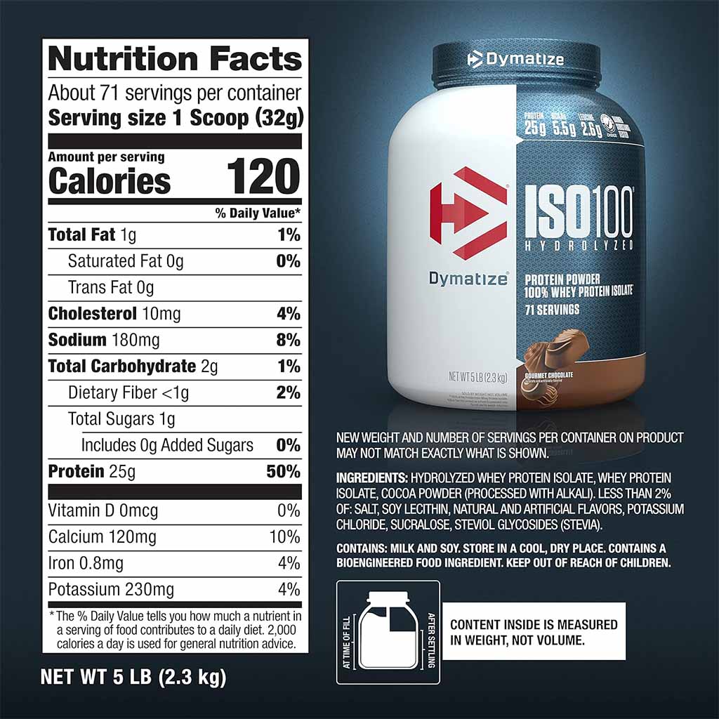 Dymatize ISO 100 Fast Absorbing Protein Powder, 100% Whey Protein Isolate, Gourmet Chocolate, 2.3kg - Easy Pharmacy LLC