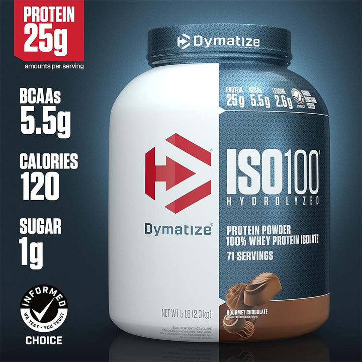 Dymatize ISO 100 Fast Absorbing Protein Powder, 100% Whey Protein Isolate, Gourmet Chocolate, 2.3kg - Easy Pharmacy LLC