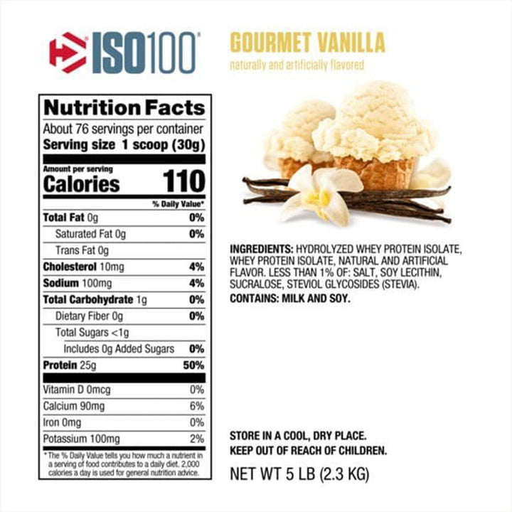 Dymatize ISO 100 Fast Absorbing Protein Powder, 100% Whey Protein Isolate, Gourmet Vanilla, 2.3kg - Easy Pharmacy LLC