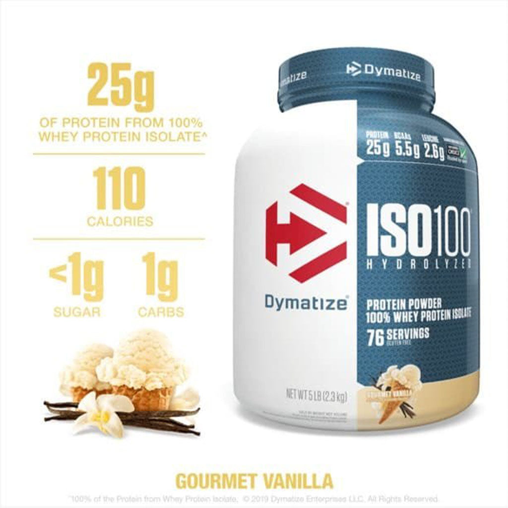 Dymatize ISO 100 Fast Absorbing Protein Powder, 100% Whey Protein Isolate, Gourmet Vanilla, 2.3kg - Easy Pharmacy LLC