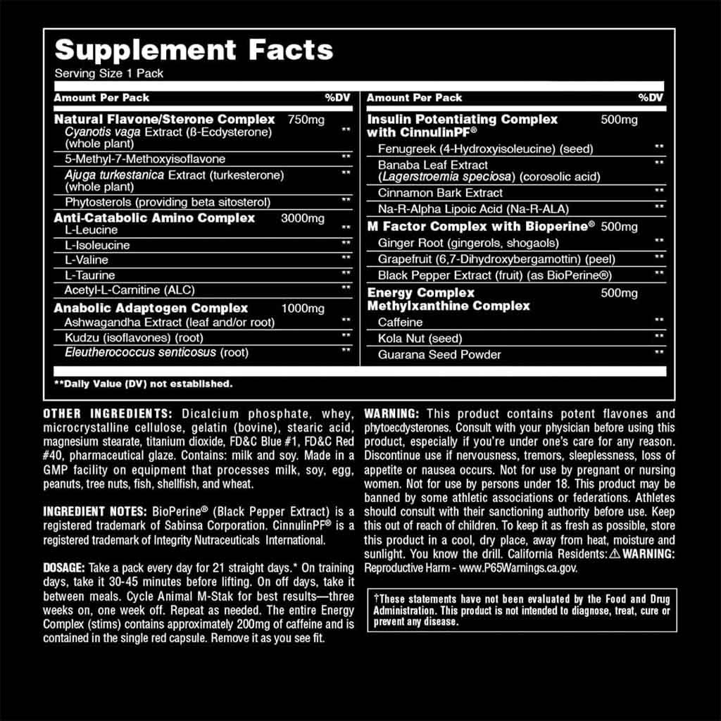Universal Nutrition Animal M-Stak Comprehensive Non-Hormonal Supplement, Pack of 21's - Easy Pharmacy LLC