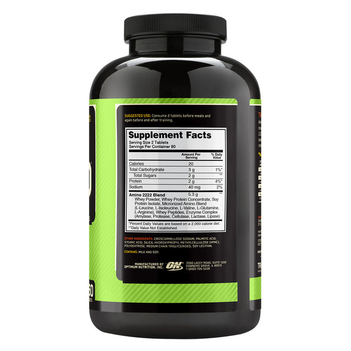 Optimum Nutrition Superior Amino 2222 mg Tablets, Pack of 160's - Easy Pharmacy LLC