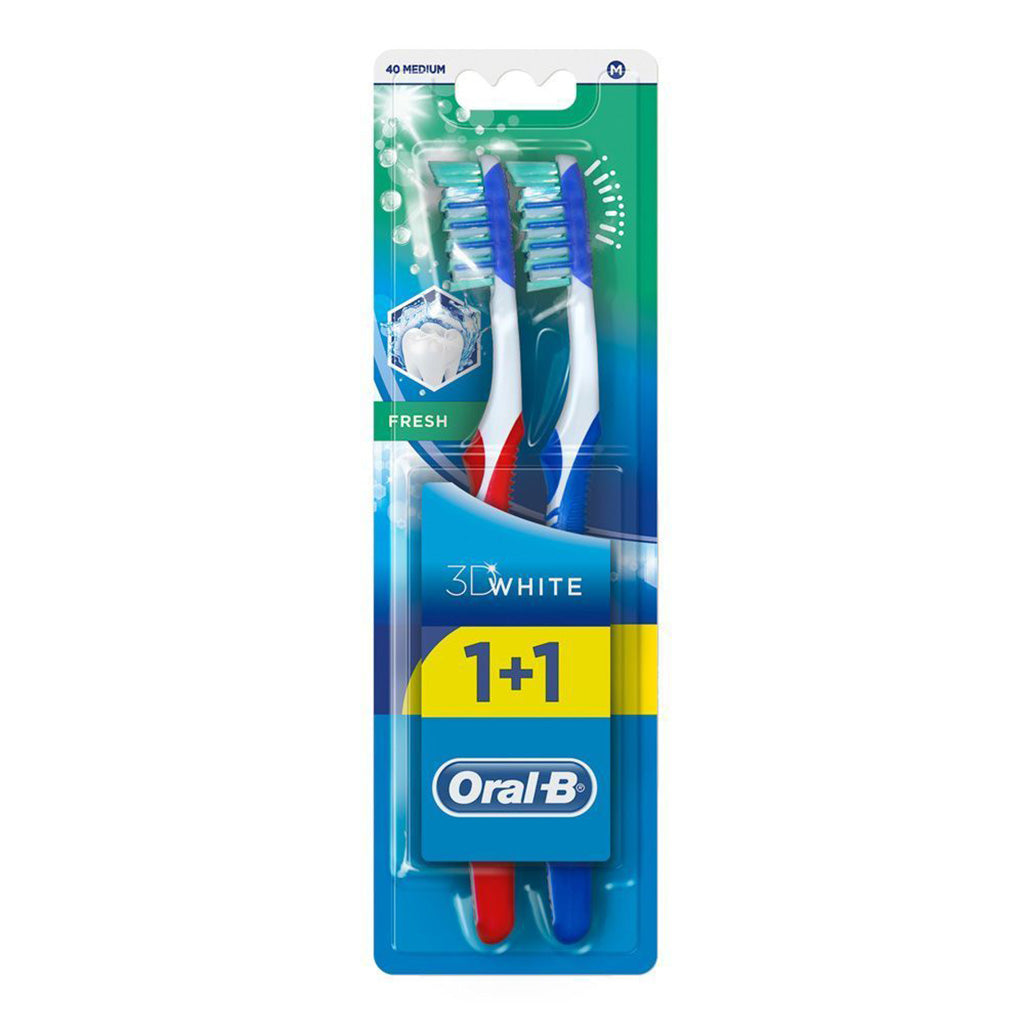 Oral-B 3D White Fresh 40 Medium Toothbrush, Assorted Pack of 1+1 - Easy Pharmacy LLC