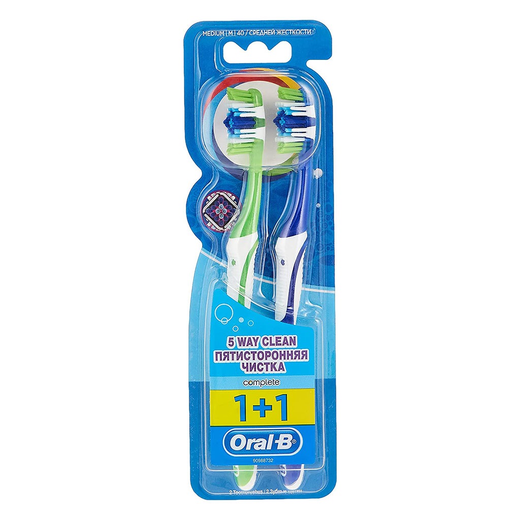 Oral-B Complete 5 Way Clean 40 Medium Toothbrush, Assorted Pack of 1+1 - Easy Pharmacy LLC